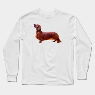 Dachshund Long Haired Mini Shaded Red Dog Long Sleeve T-Shirt